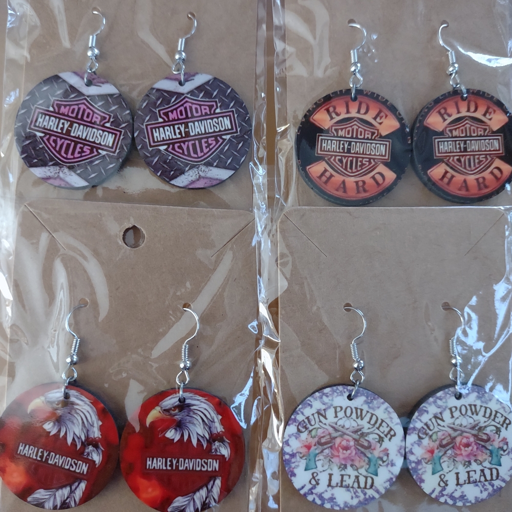 Harley-Davidson Themed Earrings Set